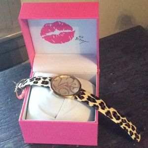 Betsy Johnson leopard band watch